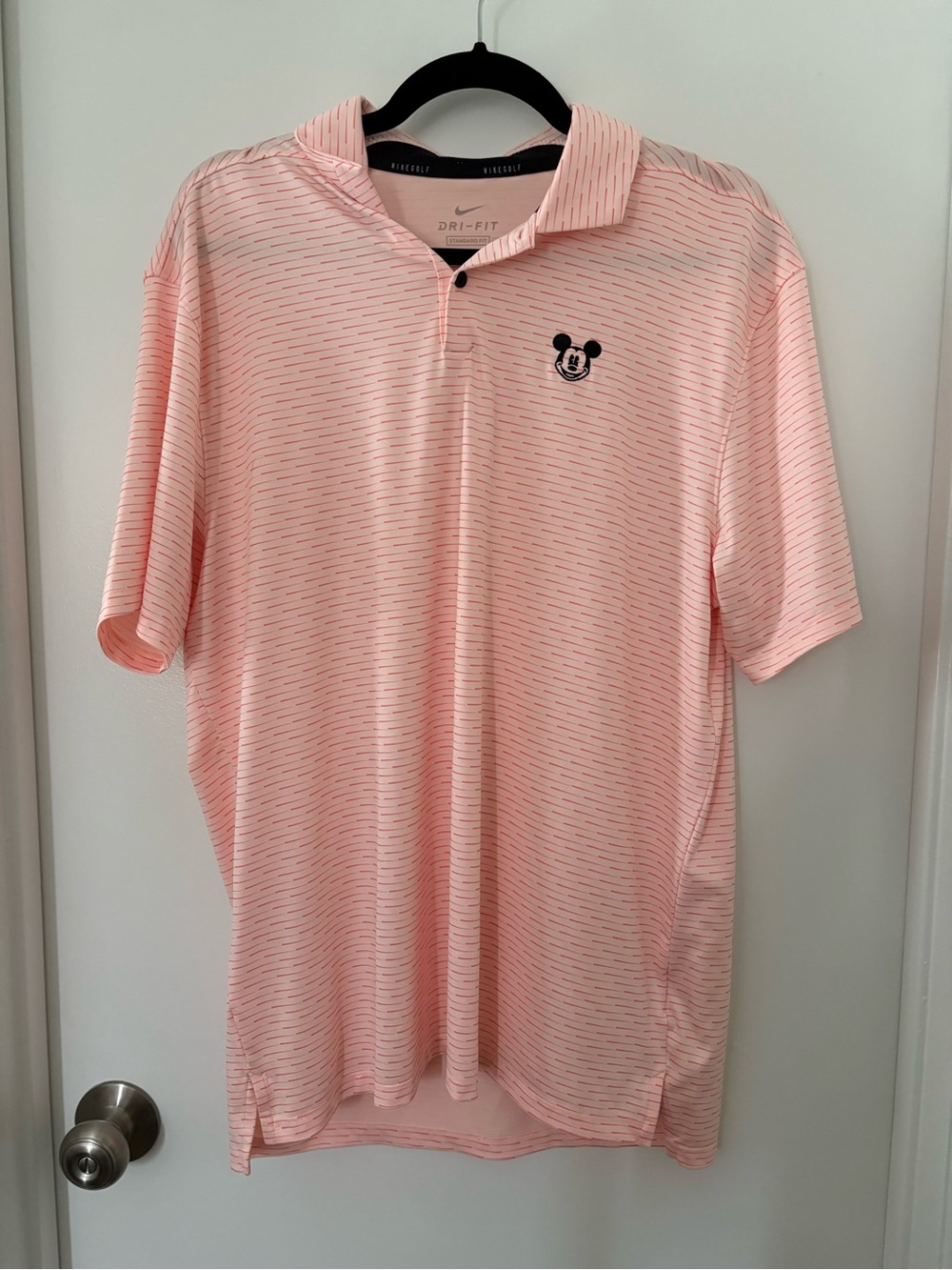Nike Light Pink Dri-FIT Men's Polo with Embroidered Mickey